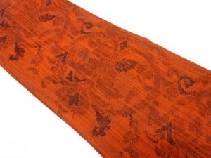 手織り紬　花唐草模様織り出し　名古屋帯